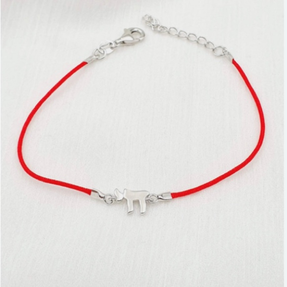 NWB 925 Sterling Silver Red Cord “Chai” Bracelet